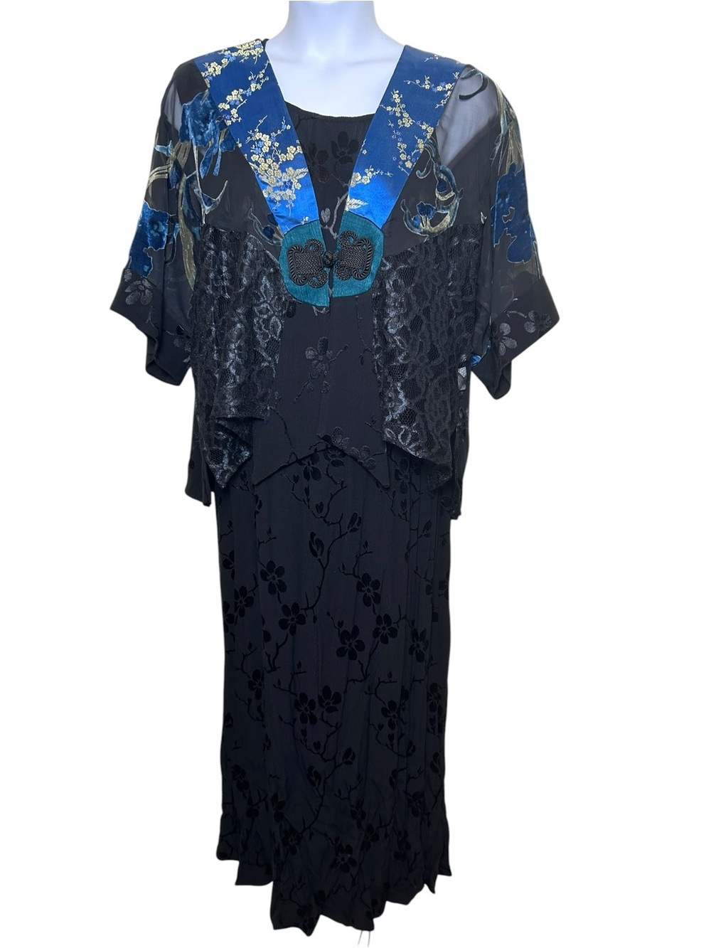 Spencer Alexis vintage 2 piece kimono maxi dress set size 12 Asian Whimsigoth - Picture 2 of 11